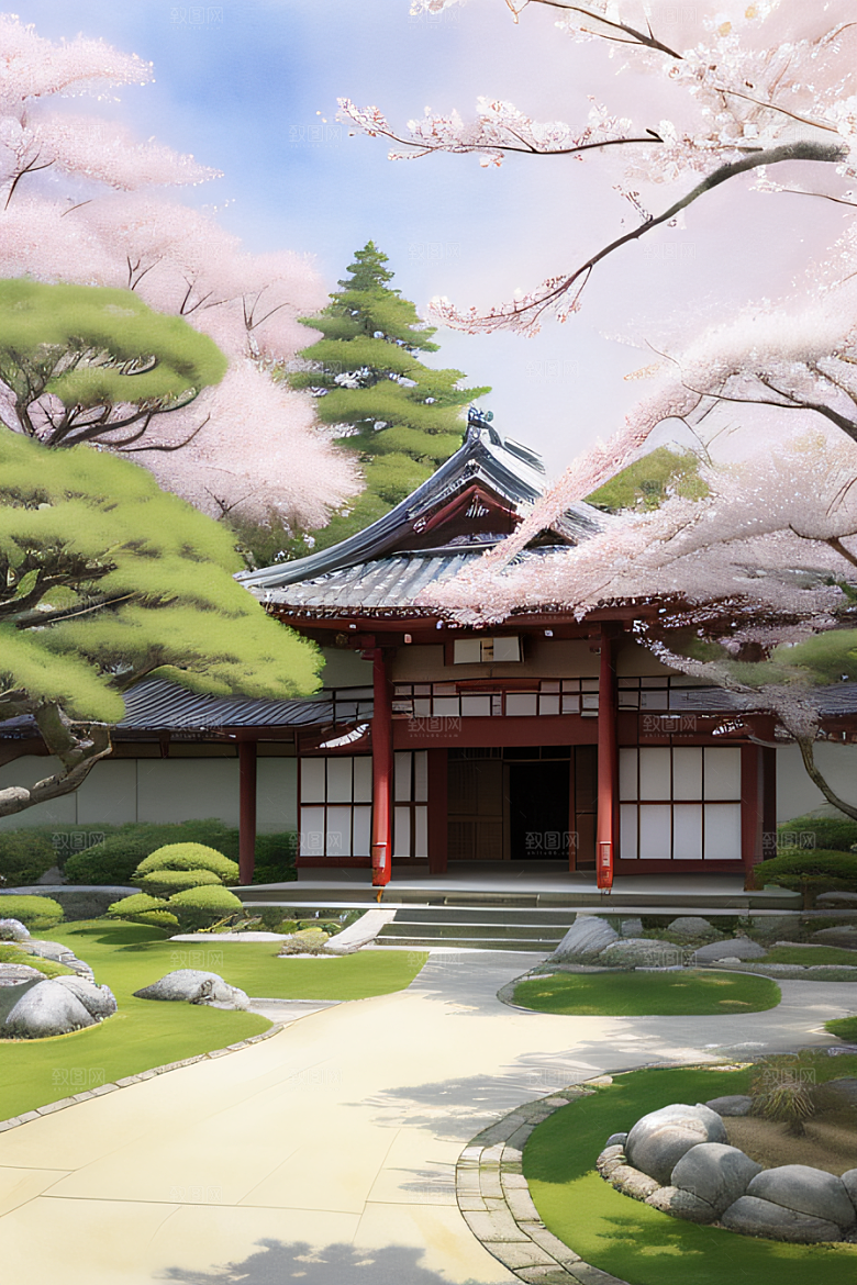 水彩画与动漫风格的山水画