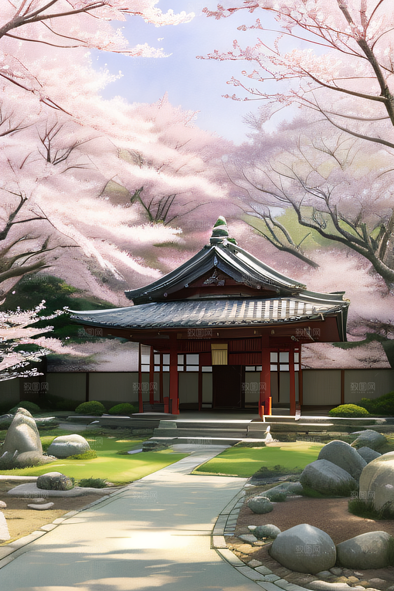 水彩画与动漫风格的山水画