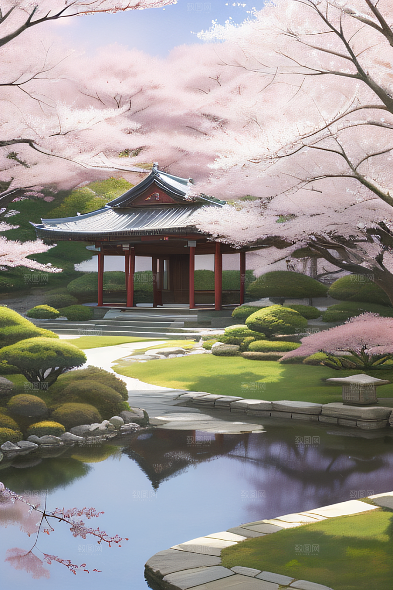 水彩画与动漫风格的山水画