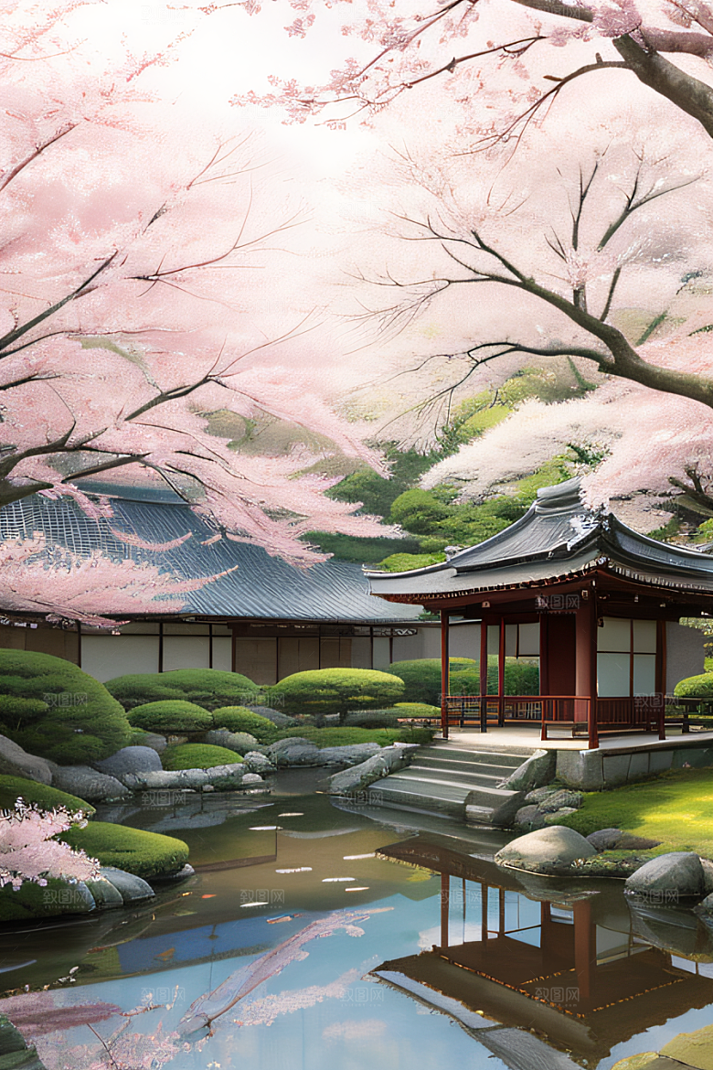 水彩画与动漫风格的山水画