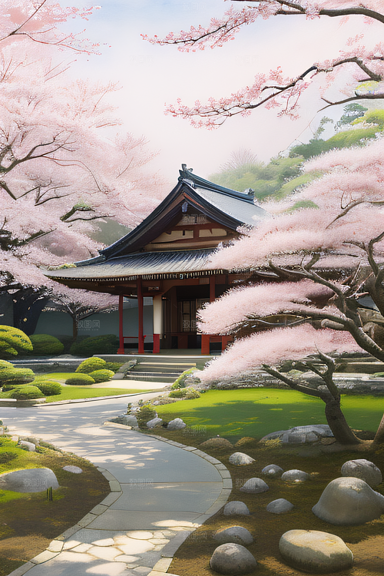 水彩画与动漫风格的山水画