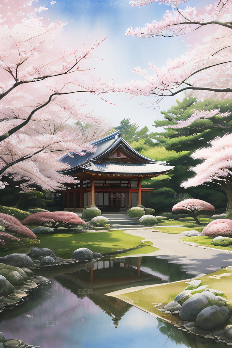 宫殿前的樱花与怀斯的画风