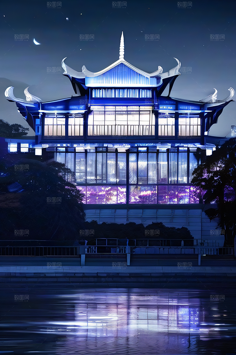 水晶宫殿的奇幻之光银月照耀下的神秘宫殿