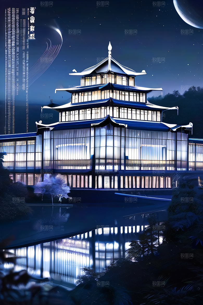 水晶宫殿的奇幻之光银月照耀下的神秘宫殿