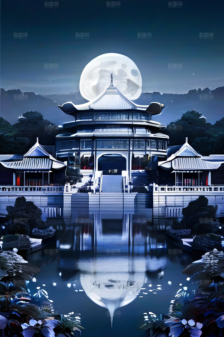 水晶宫殿的奇幻之光银月照耀下的神秘宫殿