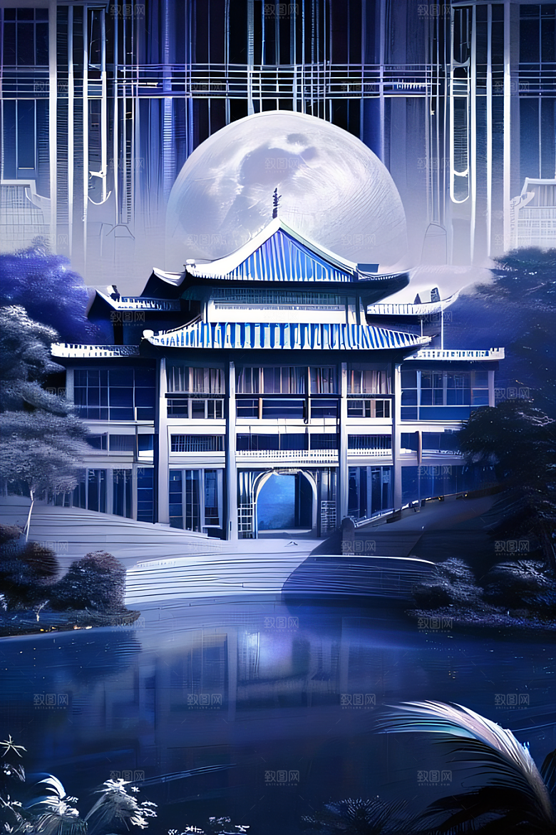 宝石之殿的奇观银月下的神秘水晶宫殿