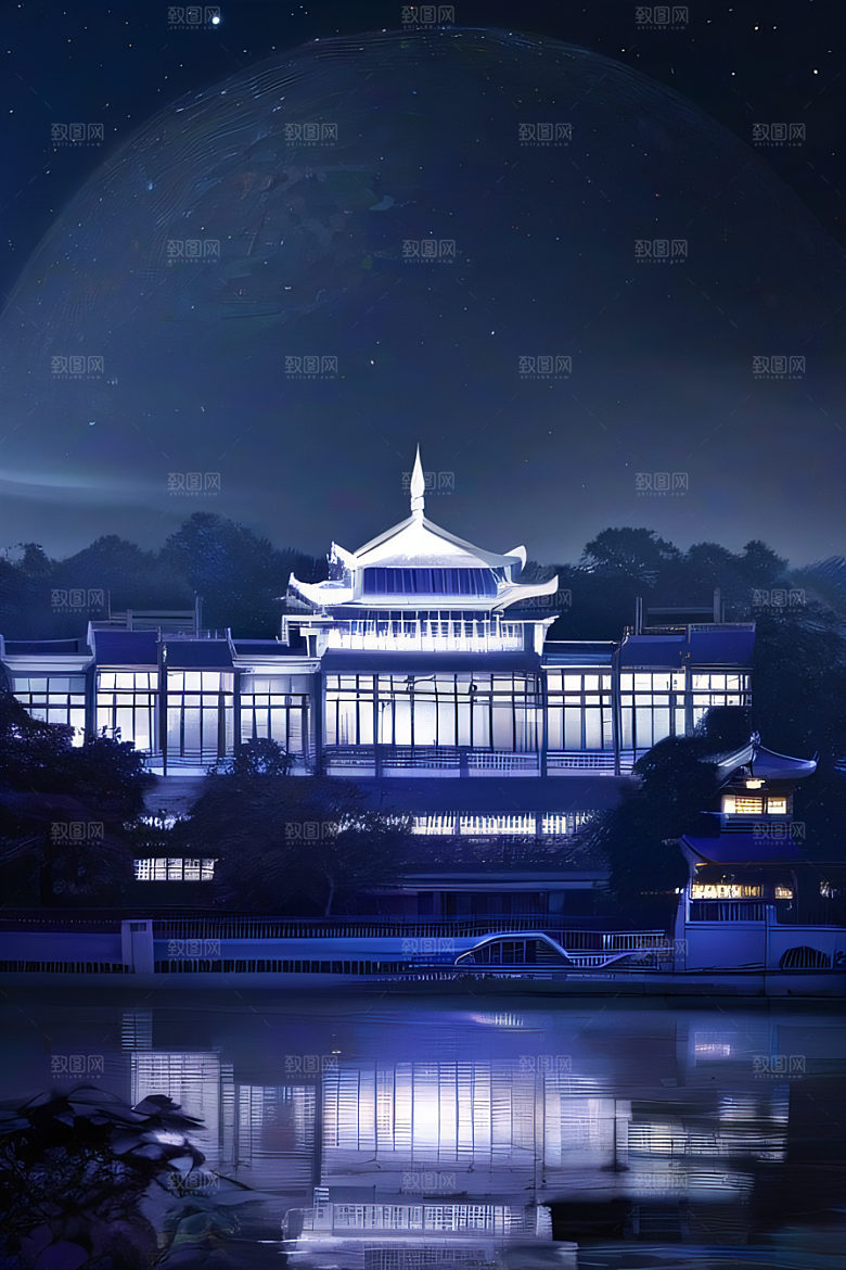 宝石之殿的奇观银月下的神秘水晶宫殿