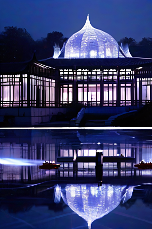 中国水晶宫殿的辉煌银月下的璀璨奇观