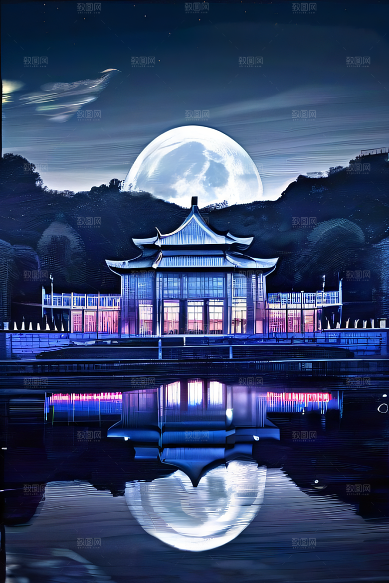 中国水晶宫殿的辉煌银月下的璀璨奇观