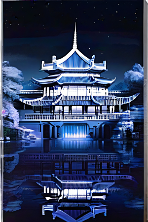 中国水晶宫殿的辉煌银月下的璀璨奇观