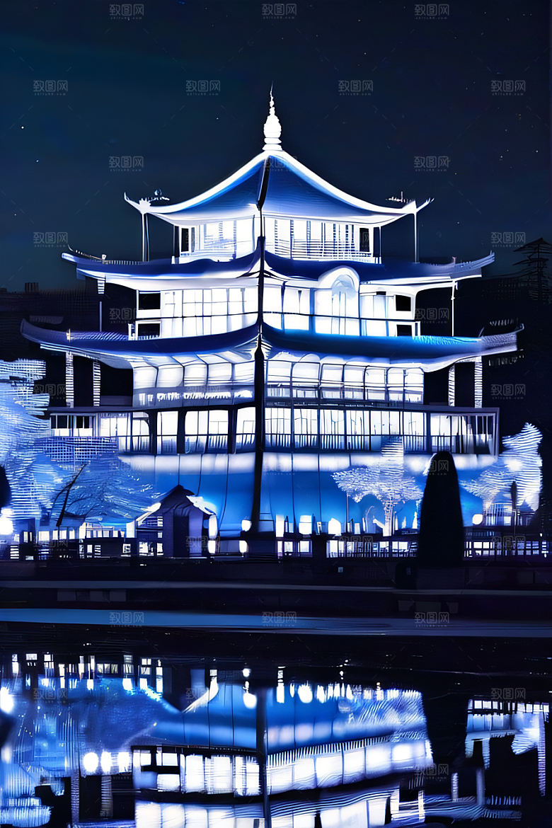 神秘水晶宫殿的魔力银月下的瑰丽之光