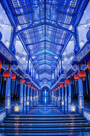 水晶宫殿的奇幻之光银月照耀下的神秘宫殿