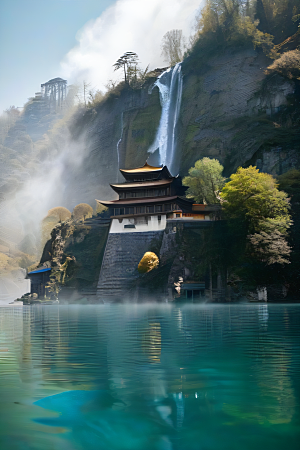 水晶云朵梦幻般景色