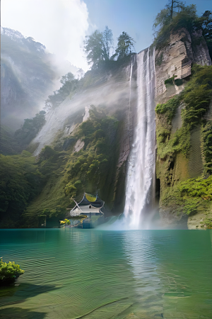 宏伟的湖泊湛蓝的水面