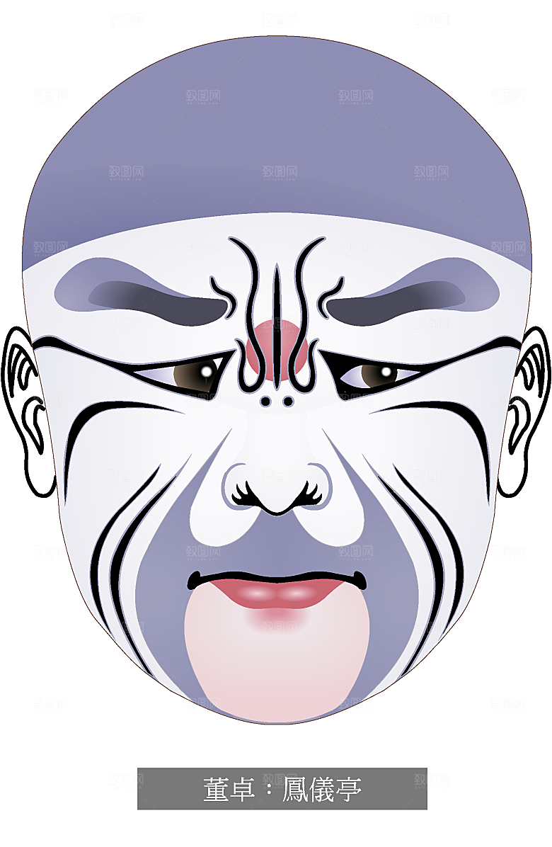 矢量开通手绘脸谱设计素材