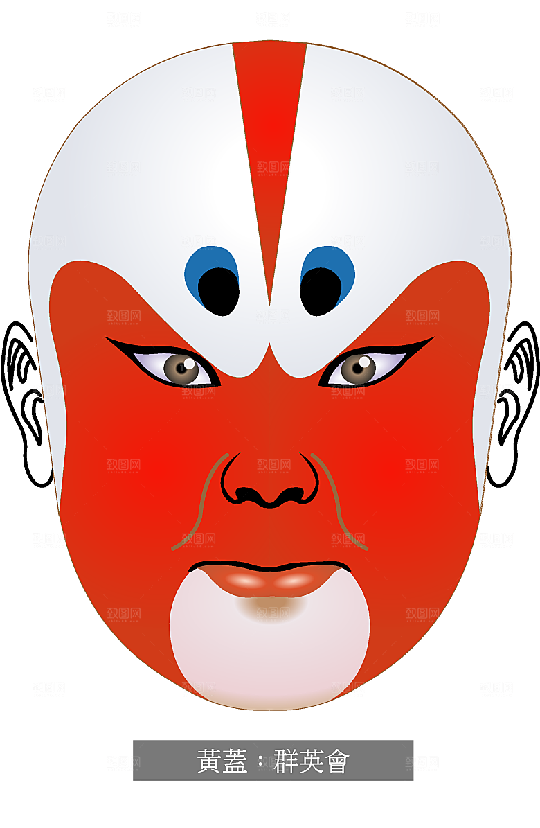 手绘卡通脸谱矢量素材