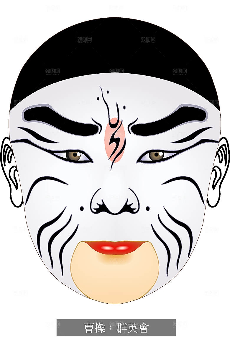 红色京剧脸谱矢量素材