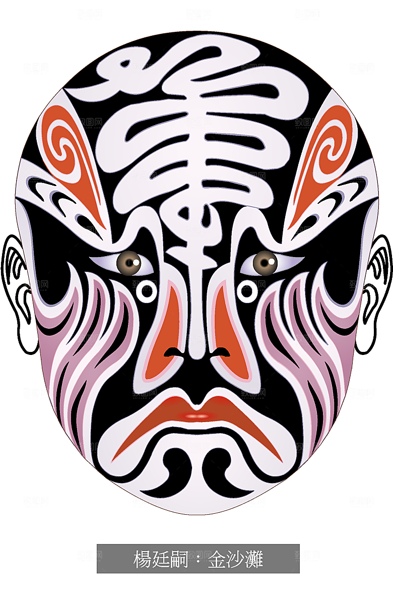 红色京剧脸谱矢量素材