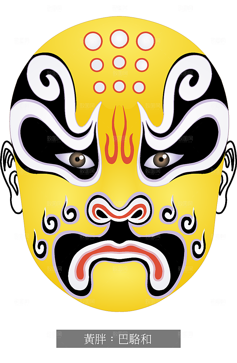 红色京剧脸谱矢量素材
