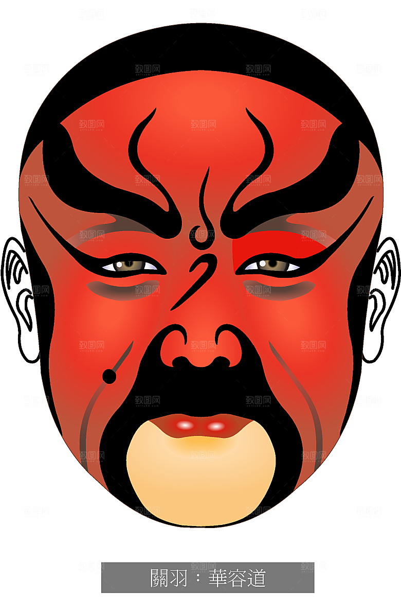 京剧脸谱矢量手绘素材
