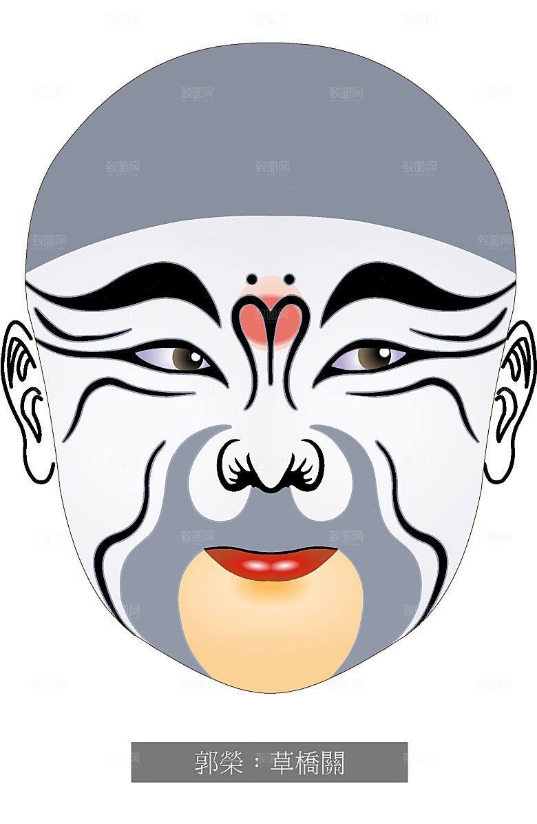 京剧脸谱矢量手绘素材