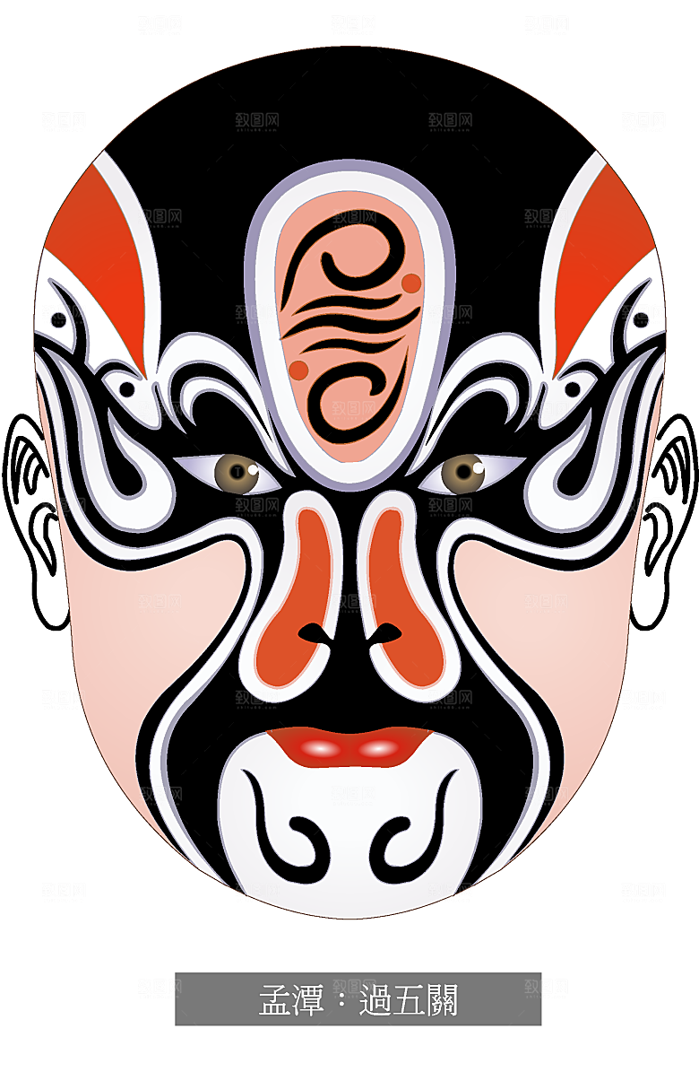 京剧脸谱矢量手绘素材