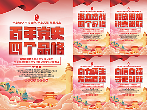四个品格党建海报