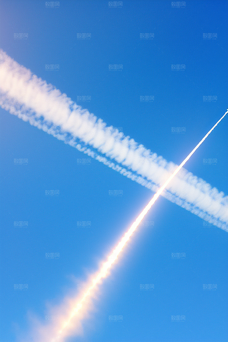 飞机划痕天空的印记