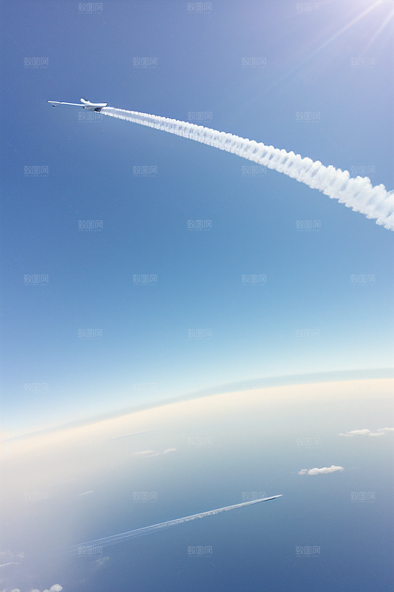 飞机划痕天空的印记