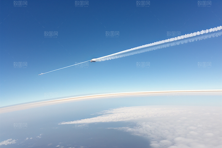 飞机划痕天空的印记