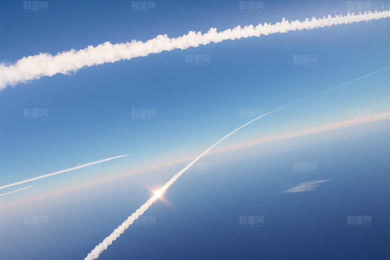 天空中飞机留下的流动诗篇