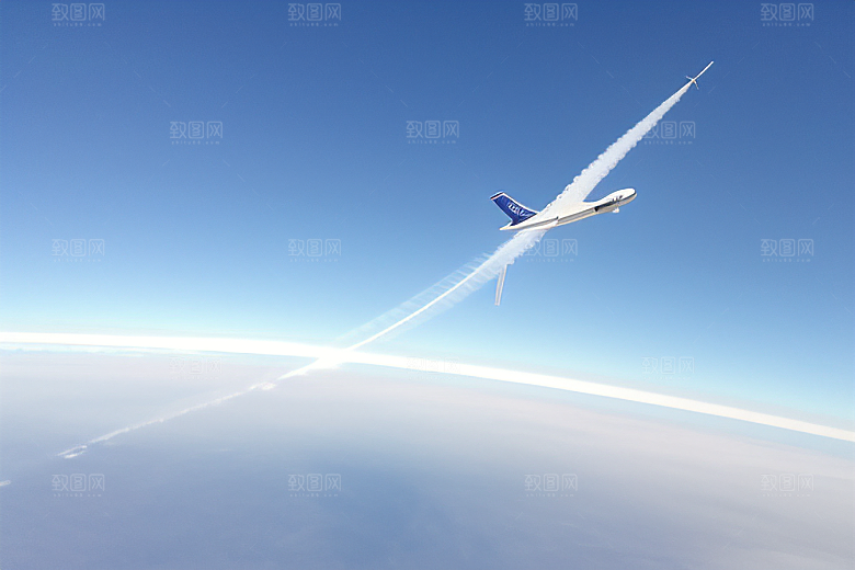 天空中飞机留下的流动诗篇