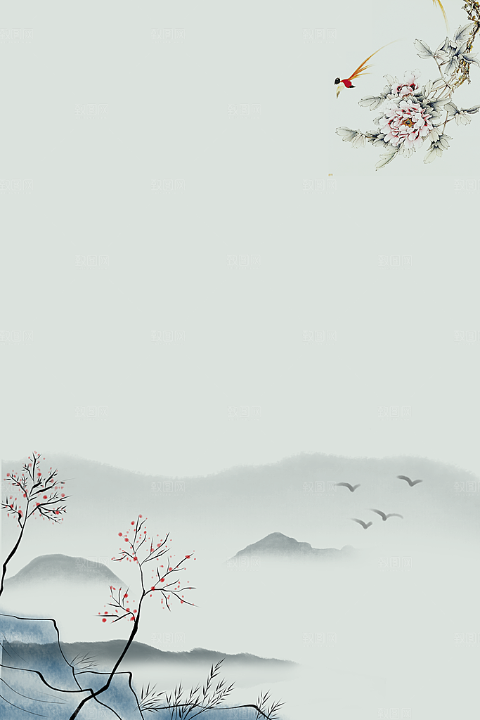 中国风古风中式古典竖版海报背景