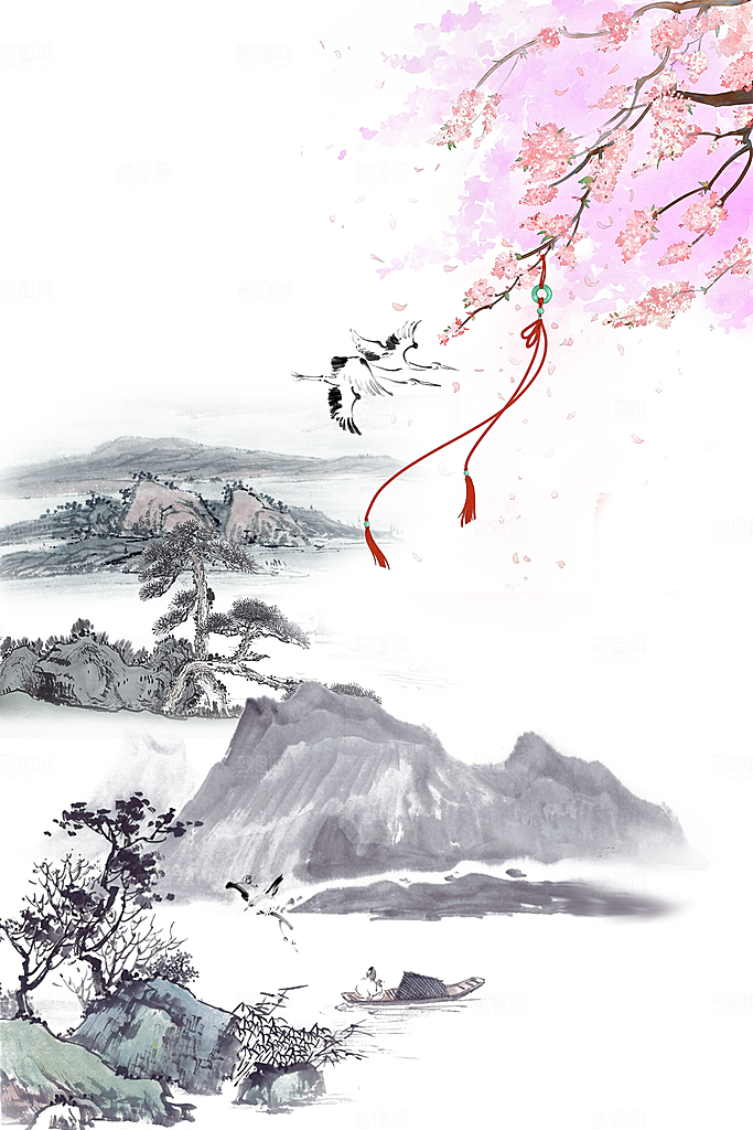 中国风古风中式古典竖版海报背景