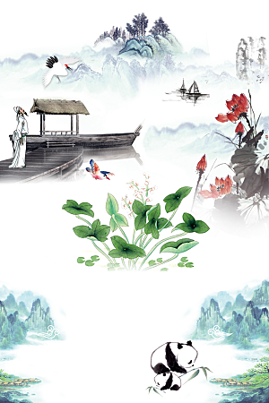中国风古风中式古典竖版海报背景