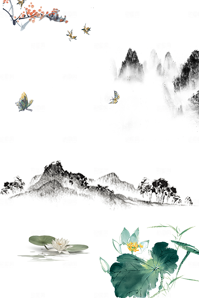 中国风古风中式古典竖版海报背景