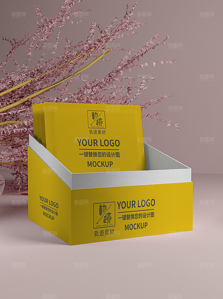 化妆品LOGO礼盒手提箱包装效果样机