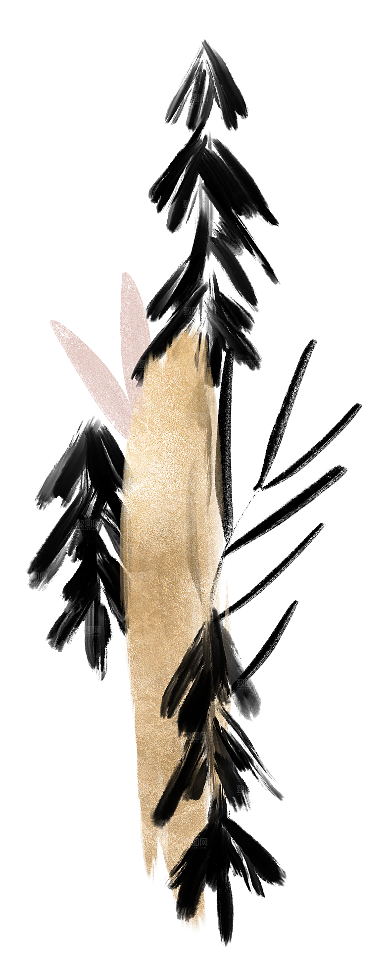 中式传统鱼花草贴图插画