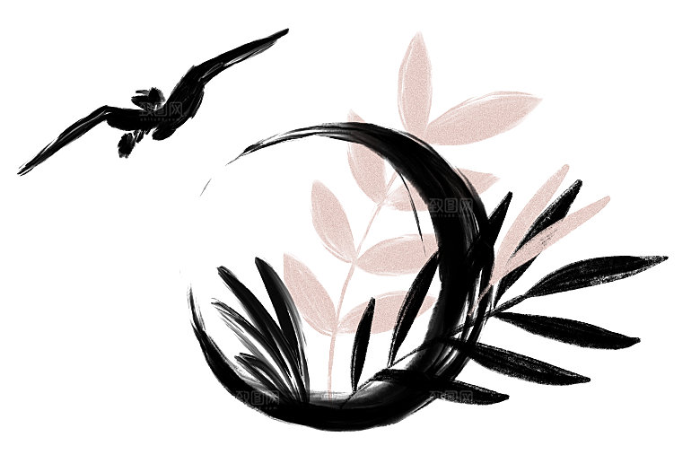 中式传统鱼花草贴图插画