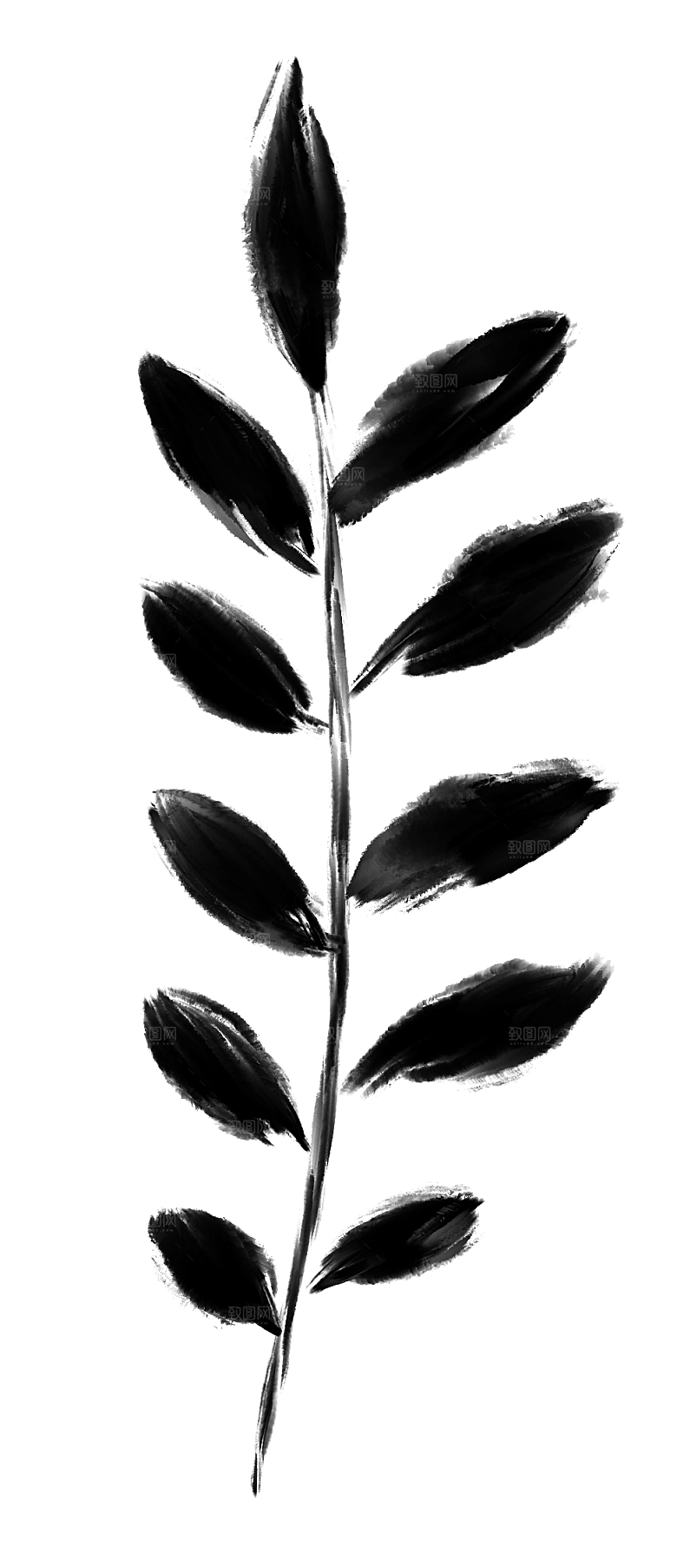 中式传统鱼花草贴图插画