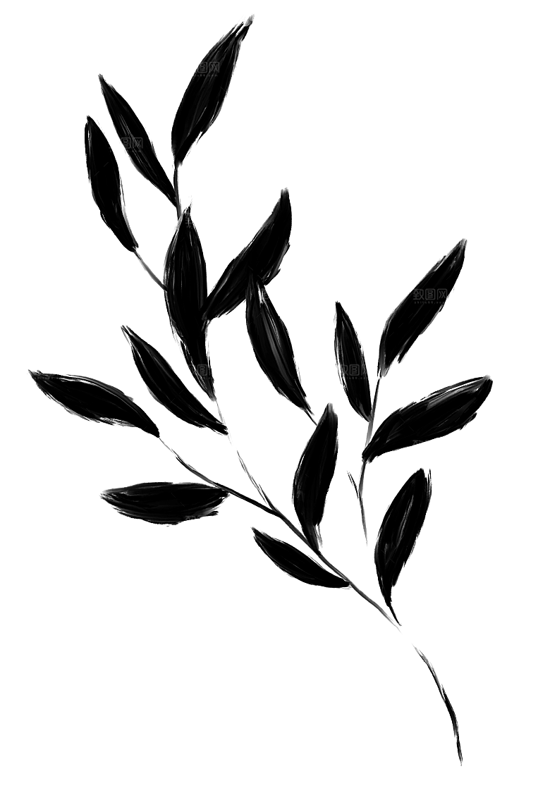 中国风水墨花鸟树木意境元素