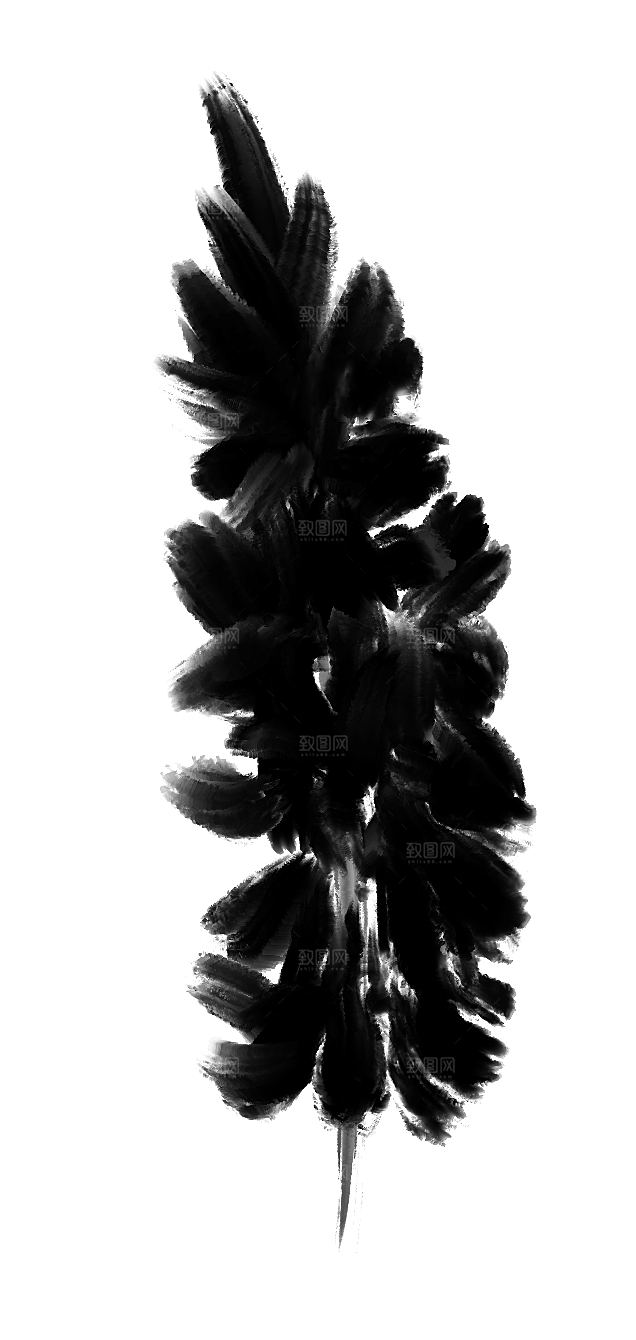 中国风水墨花鸟树木意境元素