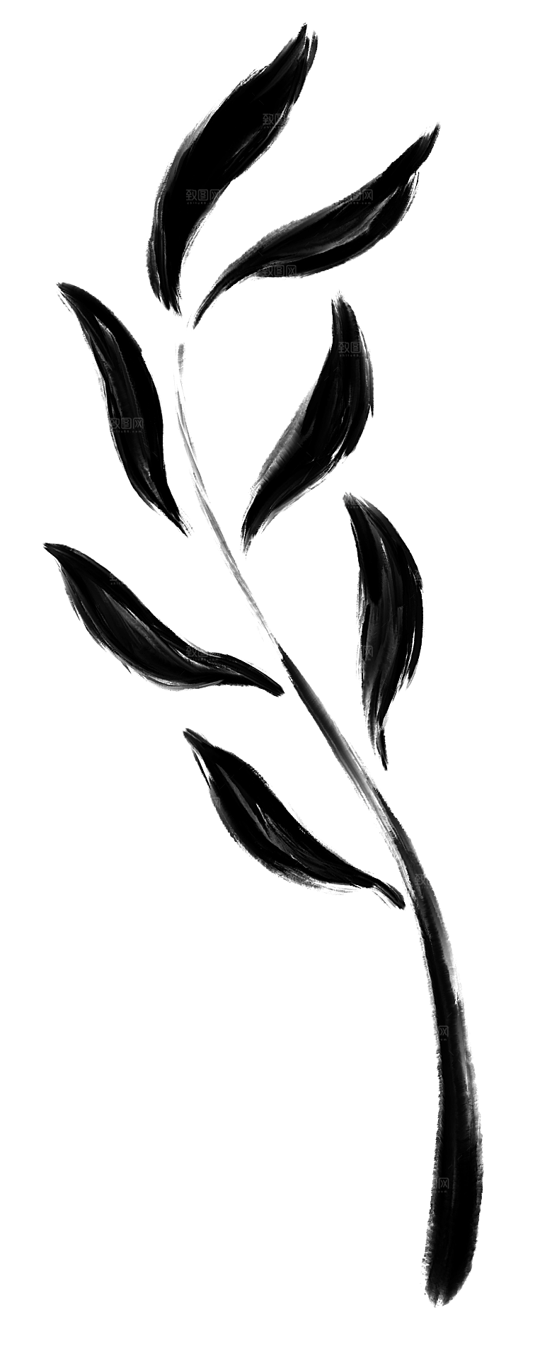 中式传统鱼花草贴图插画