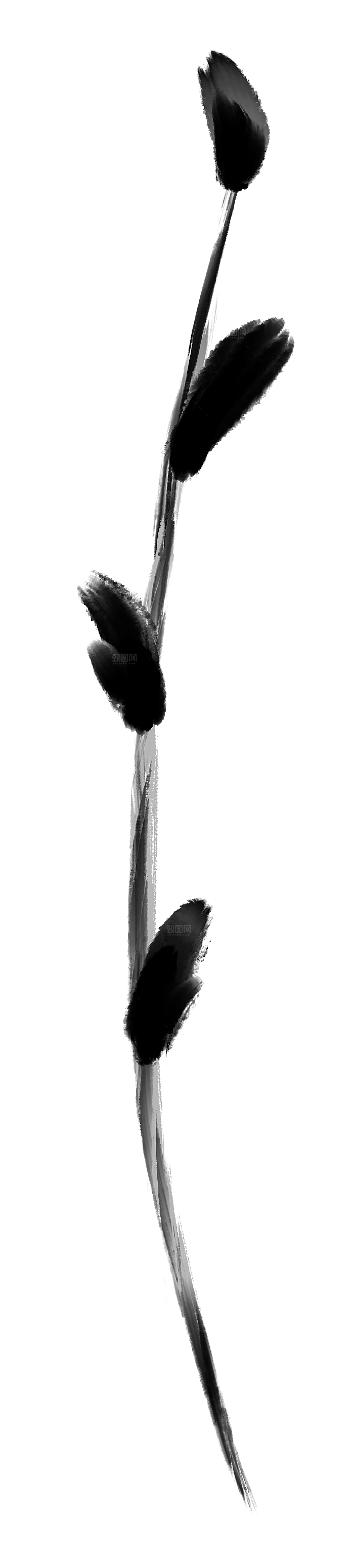 中式传统鱼花草贴图插画