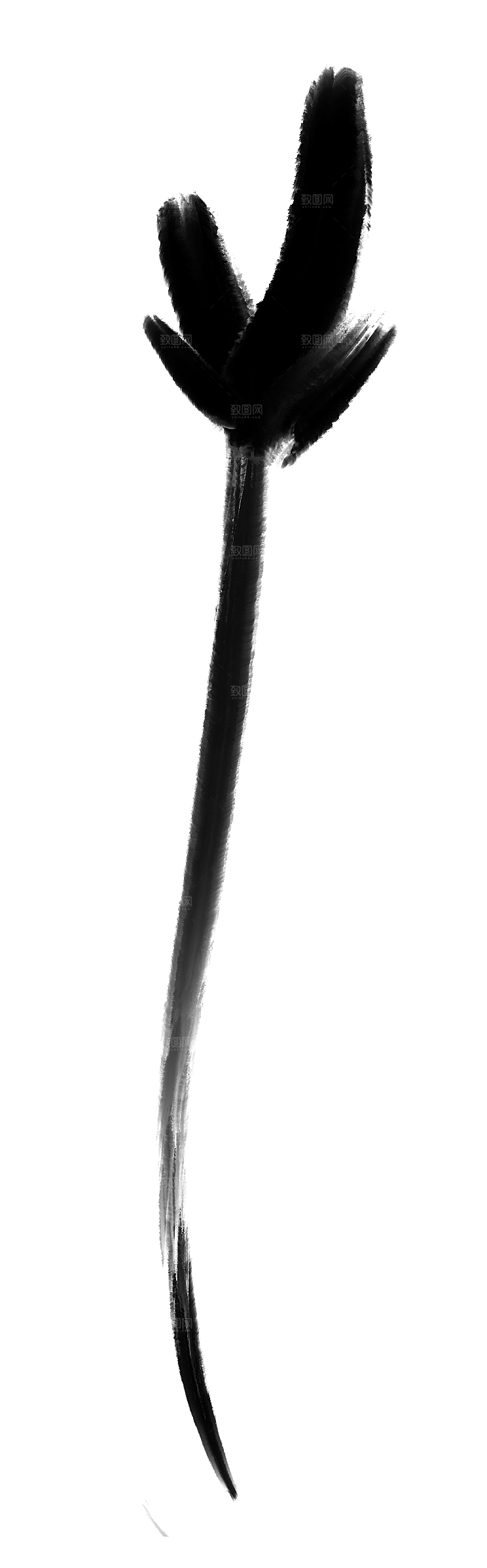 中国风水墨花鸟树木意境元素