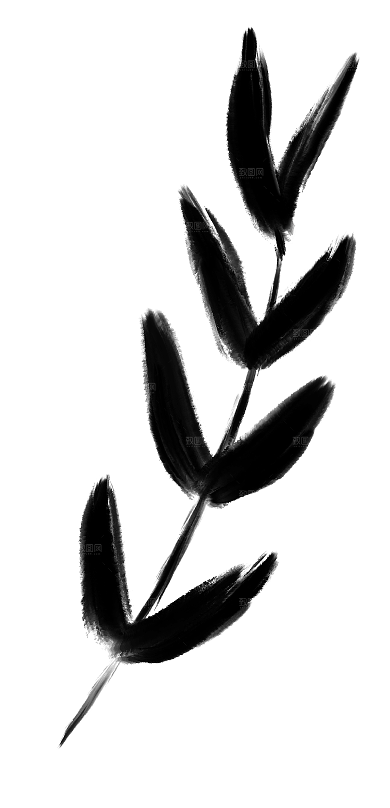 中国风水墨花鸟树木意境元素