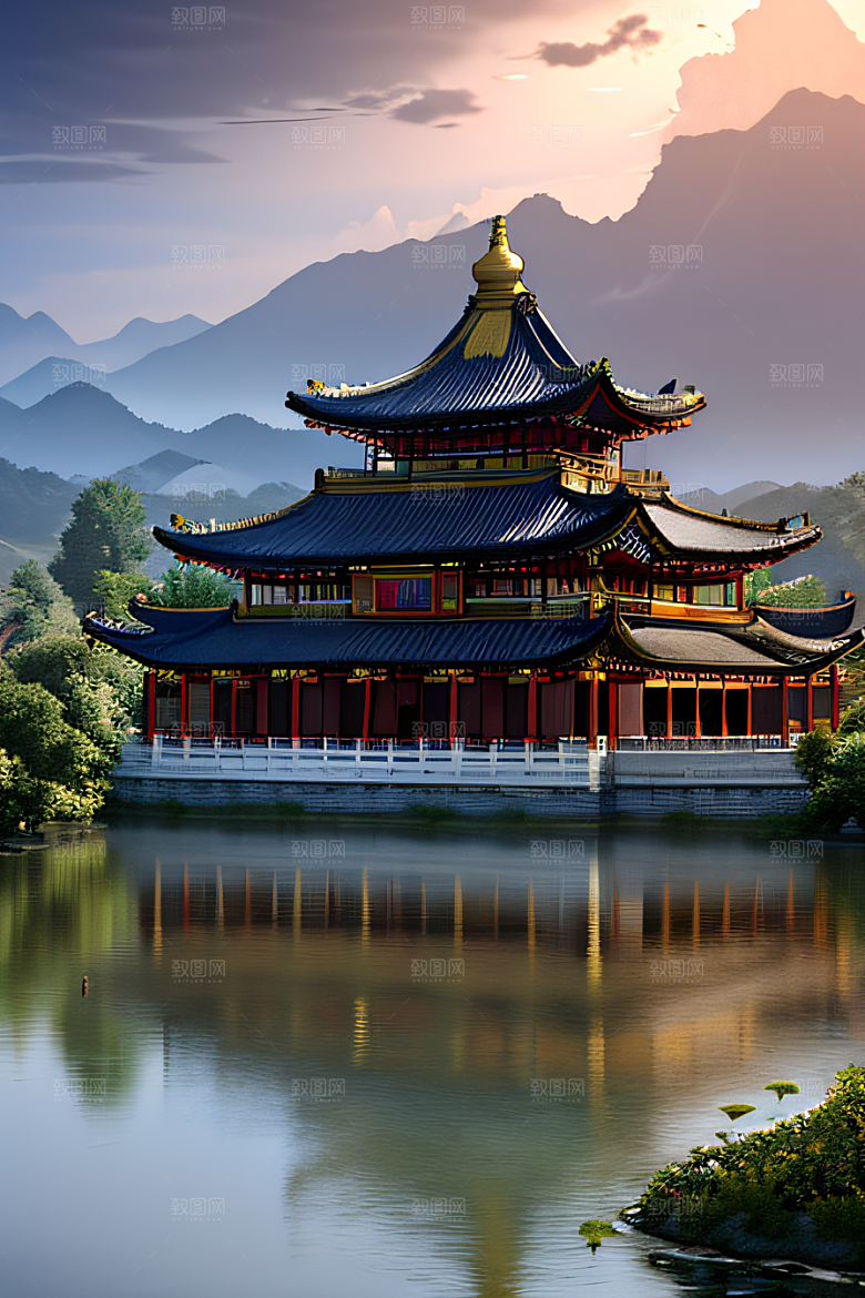 梦幻般的秋日古村景观