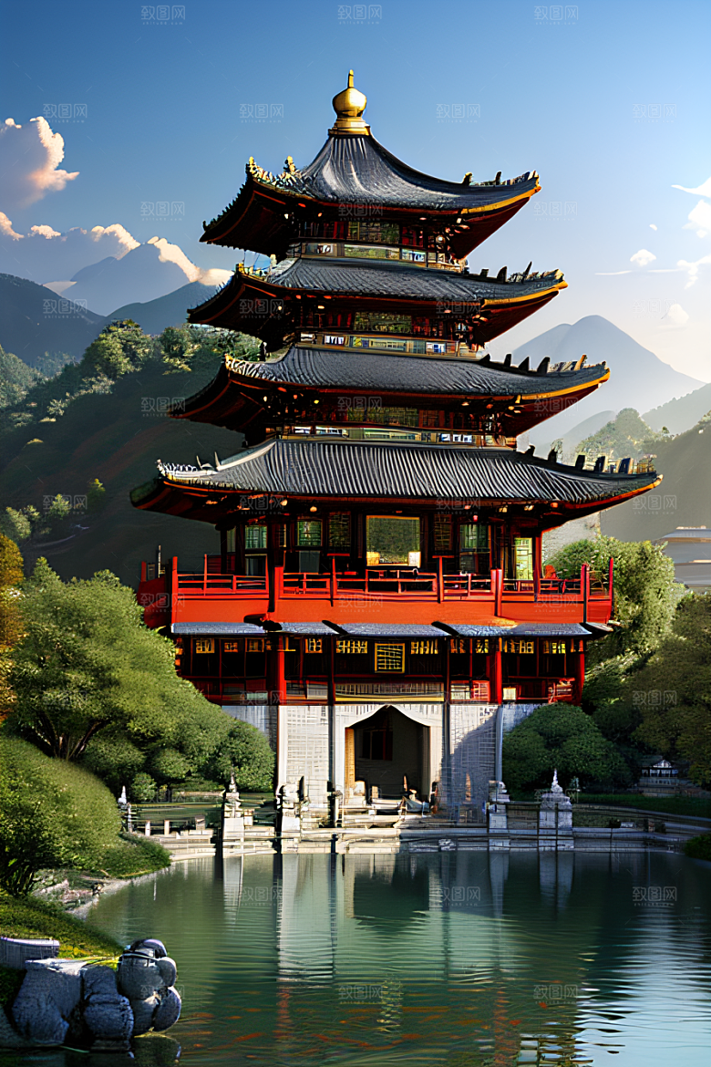 梦幻般的秋日古村景观