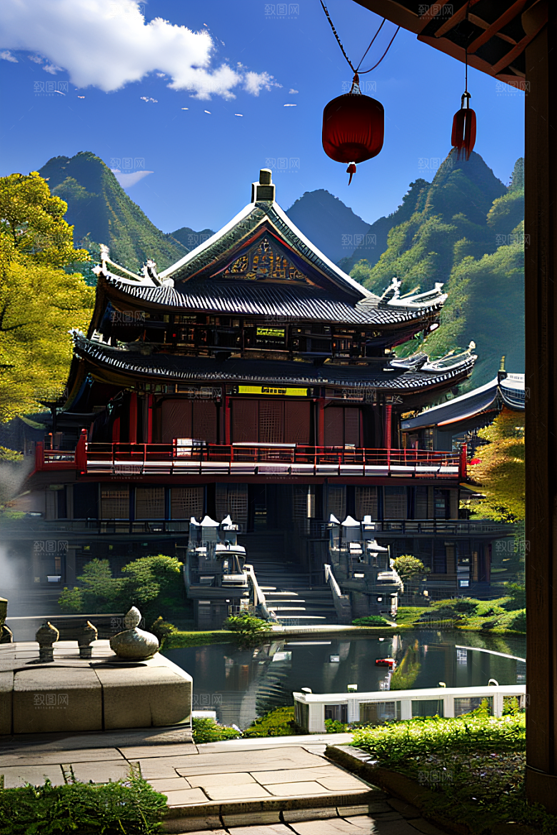 梦幻般的秋日古村景观