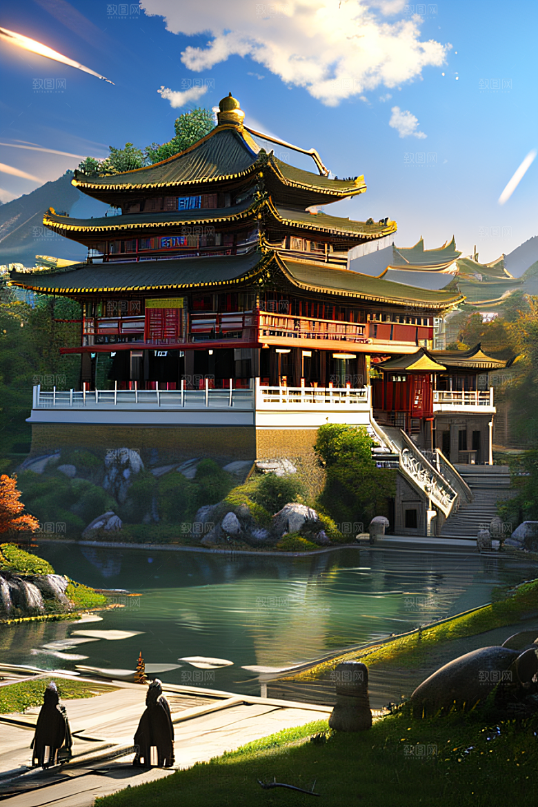 梦幻般的秋日古村景观